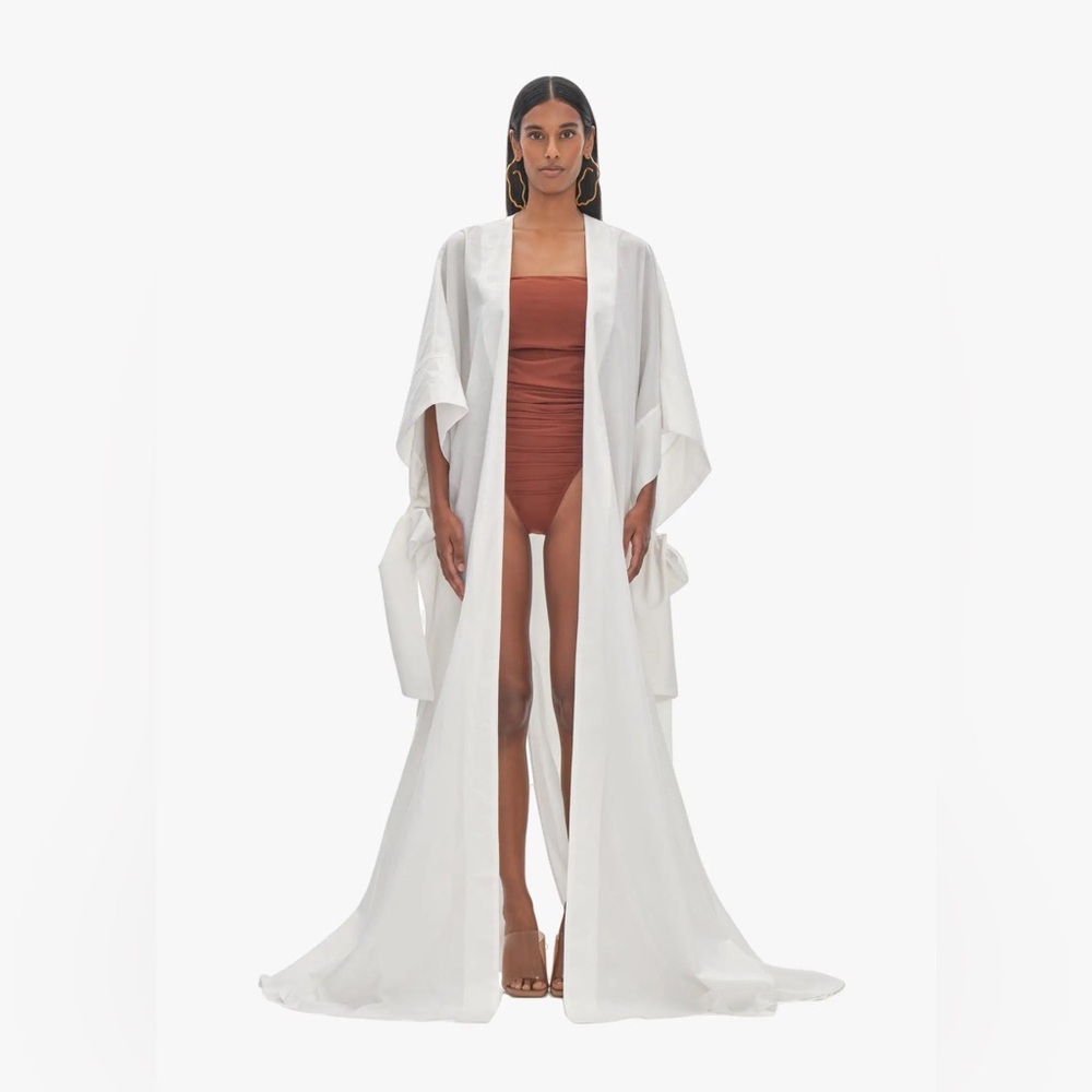 Andrea Iyamah Womens Ivory Gamba One Size Kimono Robe